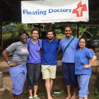 UC Santa Cruz alum Angel Martinez with Floating Doctors colleagues in Panama.