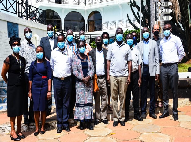 SD4H Mentorship Workshop participants standing together in front of the Kisumu Hotel