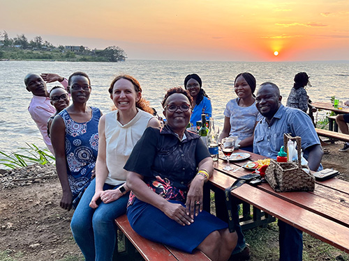 SD4H fellows, staff, and faculty gathering at Dunga Beach, Kisumu. Dan Omollo, Rhoda Musungu, Jackline Odhiambo, Rachel Burger, Dr. Louisa Ndunyu, Jacquelyne Odak, Christine Magak, and Erick Ndenga